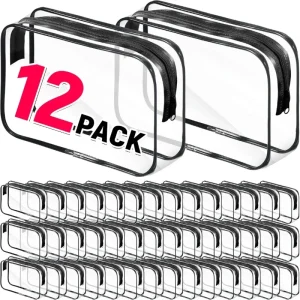 12PCS Transparent Bag PVC Women Zipper Clear Makeup Beauty Case Travel Toiletries Organizer
