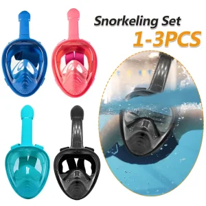 Kids Full Face Snorkel Mask Set Anti-Fog Anti-Leak